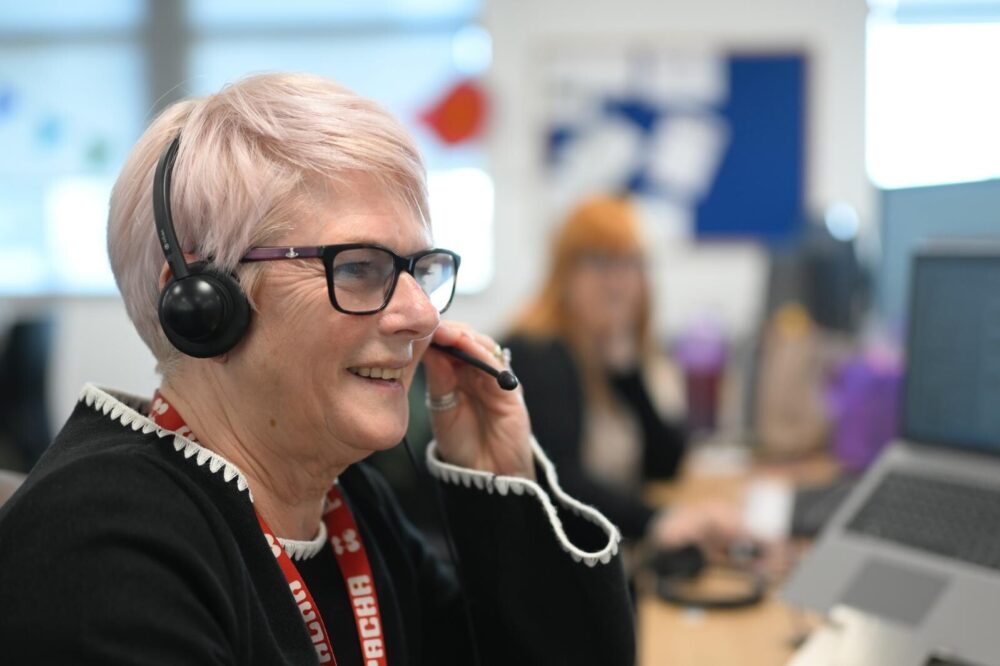 Person answering a call