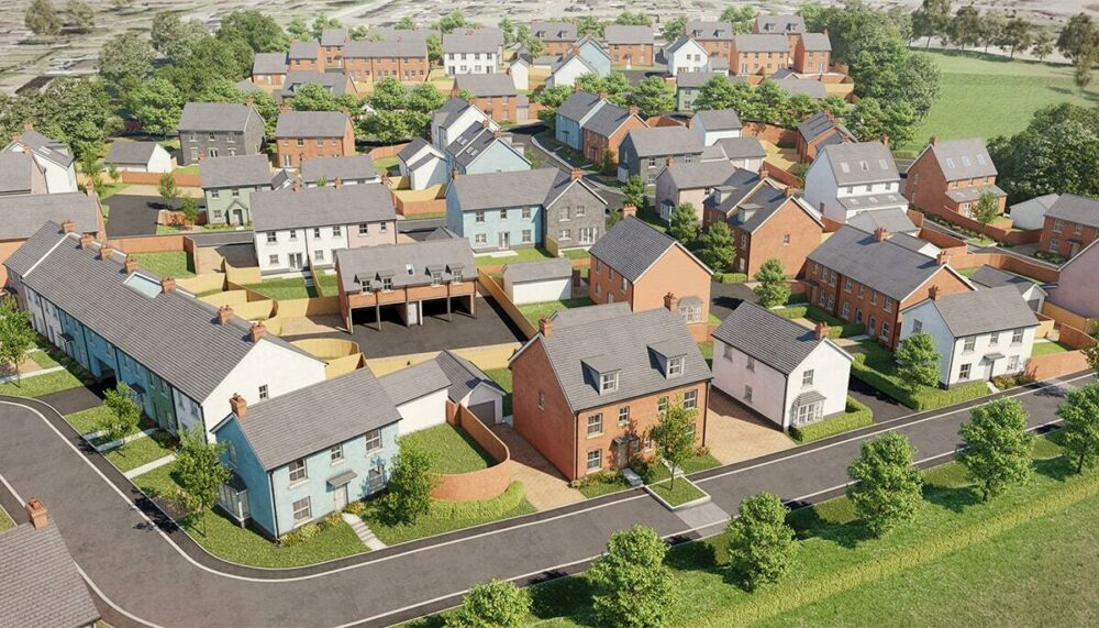 A computer generated image of a new housing development