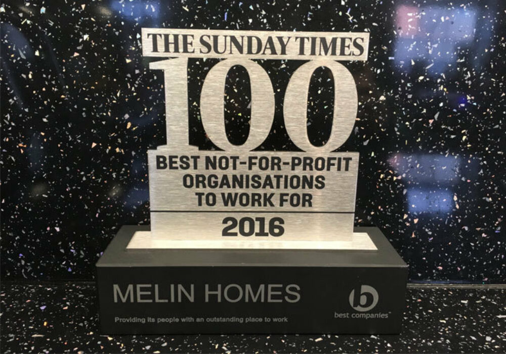 Cartrefi Melin yn y 53fed safle ymhlith y 100 Sefydliad Gorau i weithio iddynt yn y DU