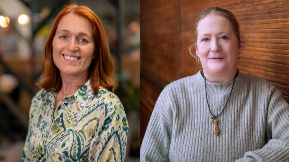 Two separate portrait photos of different women