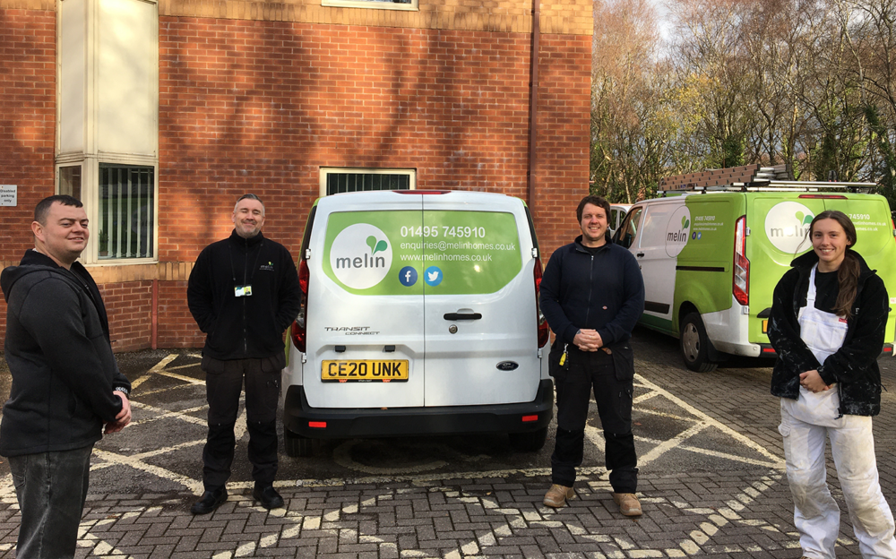 Some of our Maintenance team standing by a Melin van