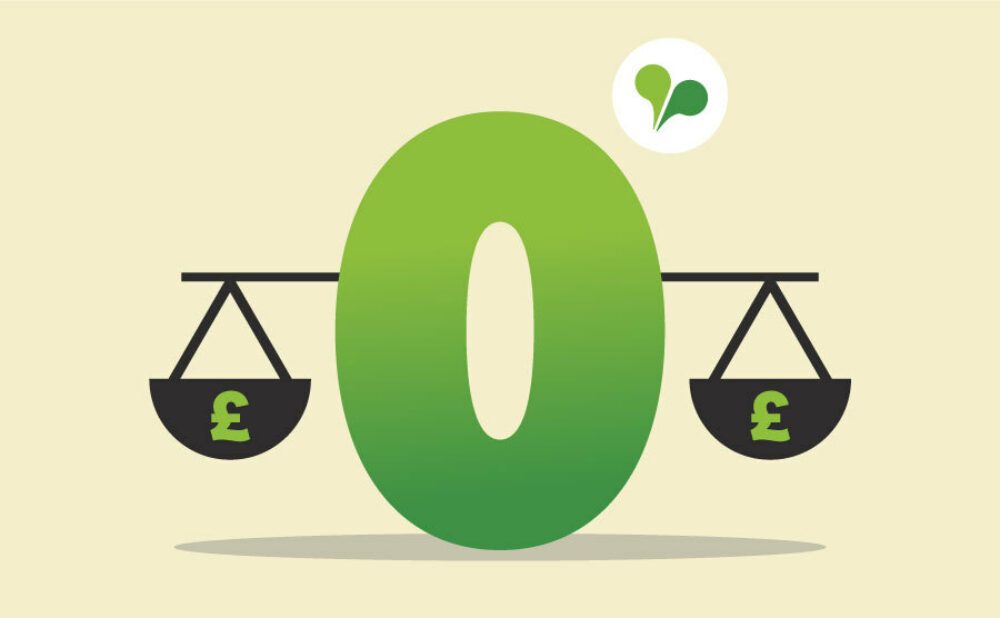 Illustration of a number zero with scales