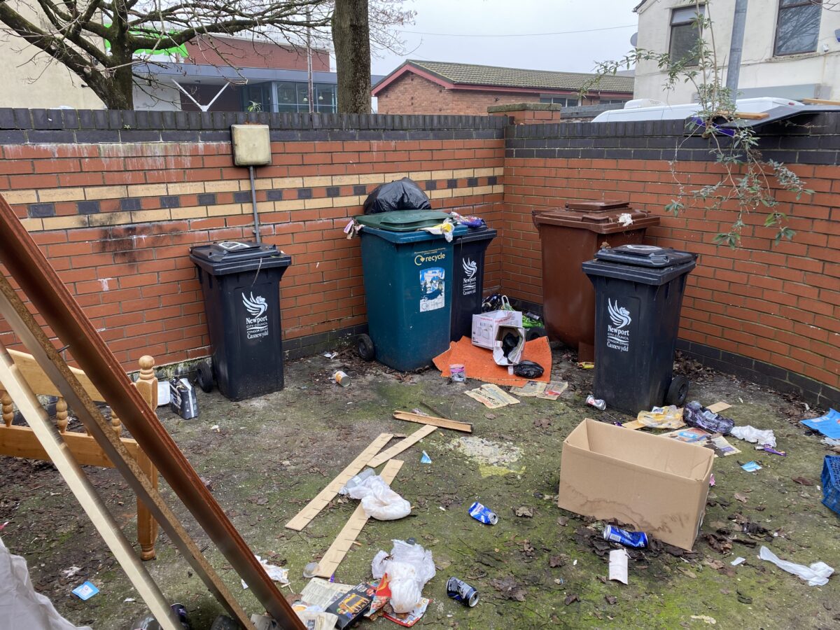 A bin store filled with waste