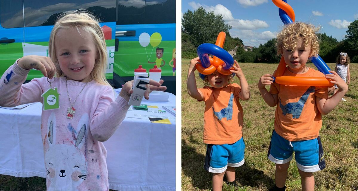 Some young children holding their prizes