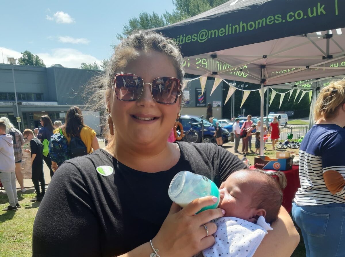 Picture of baby Benjamin who joined in the family fun at just three weeks old