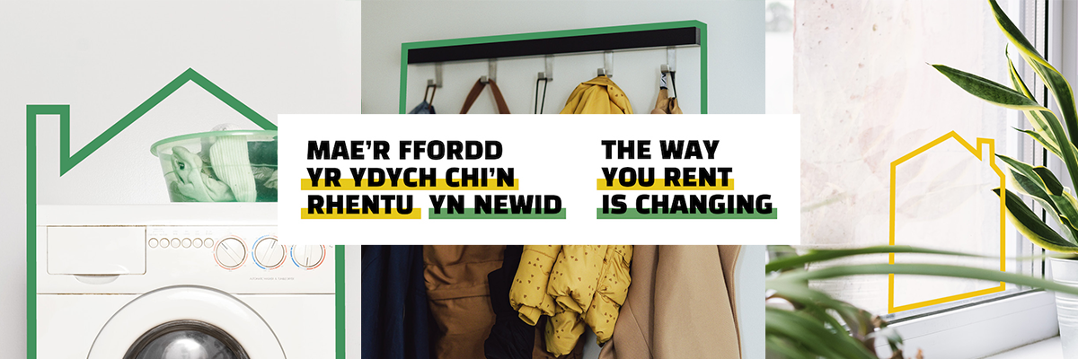 A collage of images around the home with the words "The way you rent is changing"