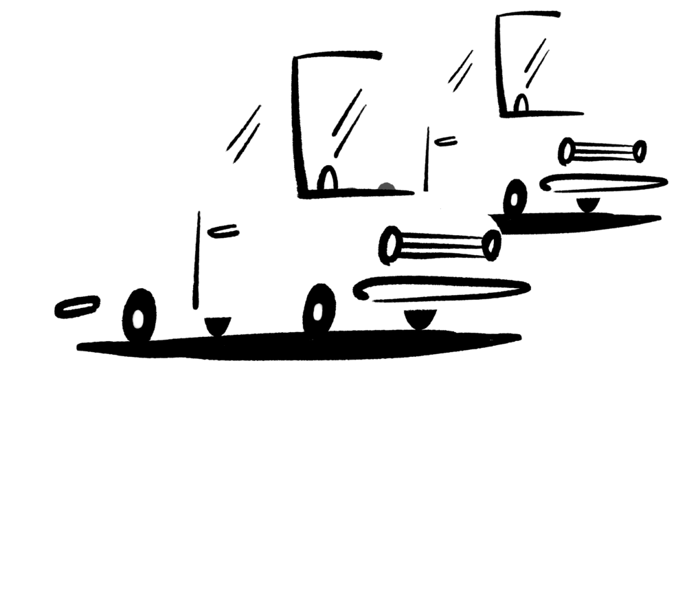 An illustration of two parked cars