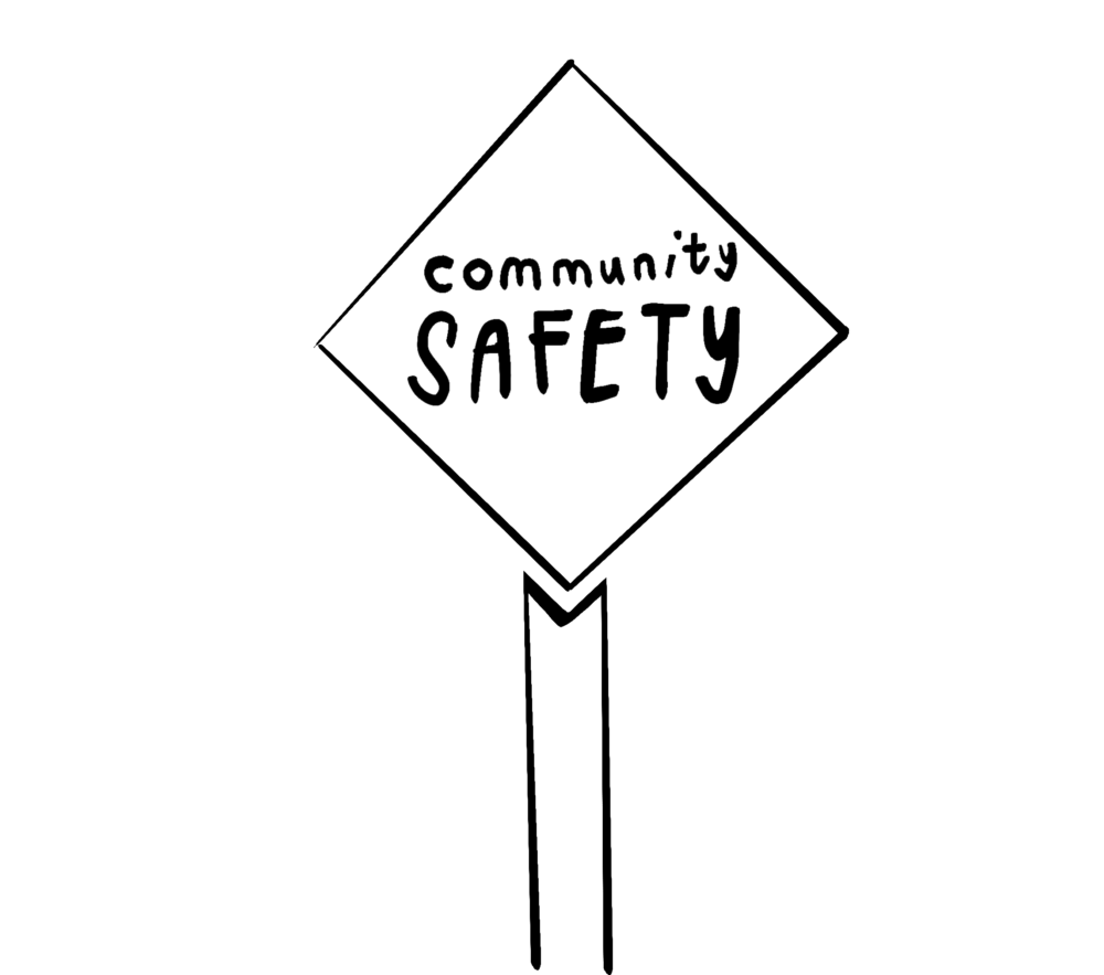 An illustration of a community safety sign
