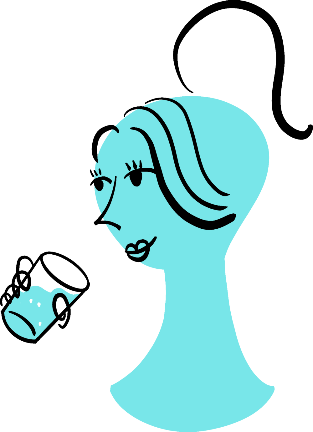 An illustration of a woman drinking a fruit smoothie