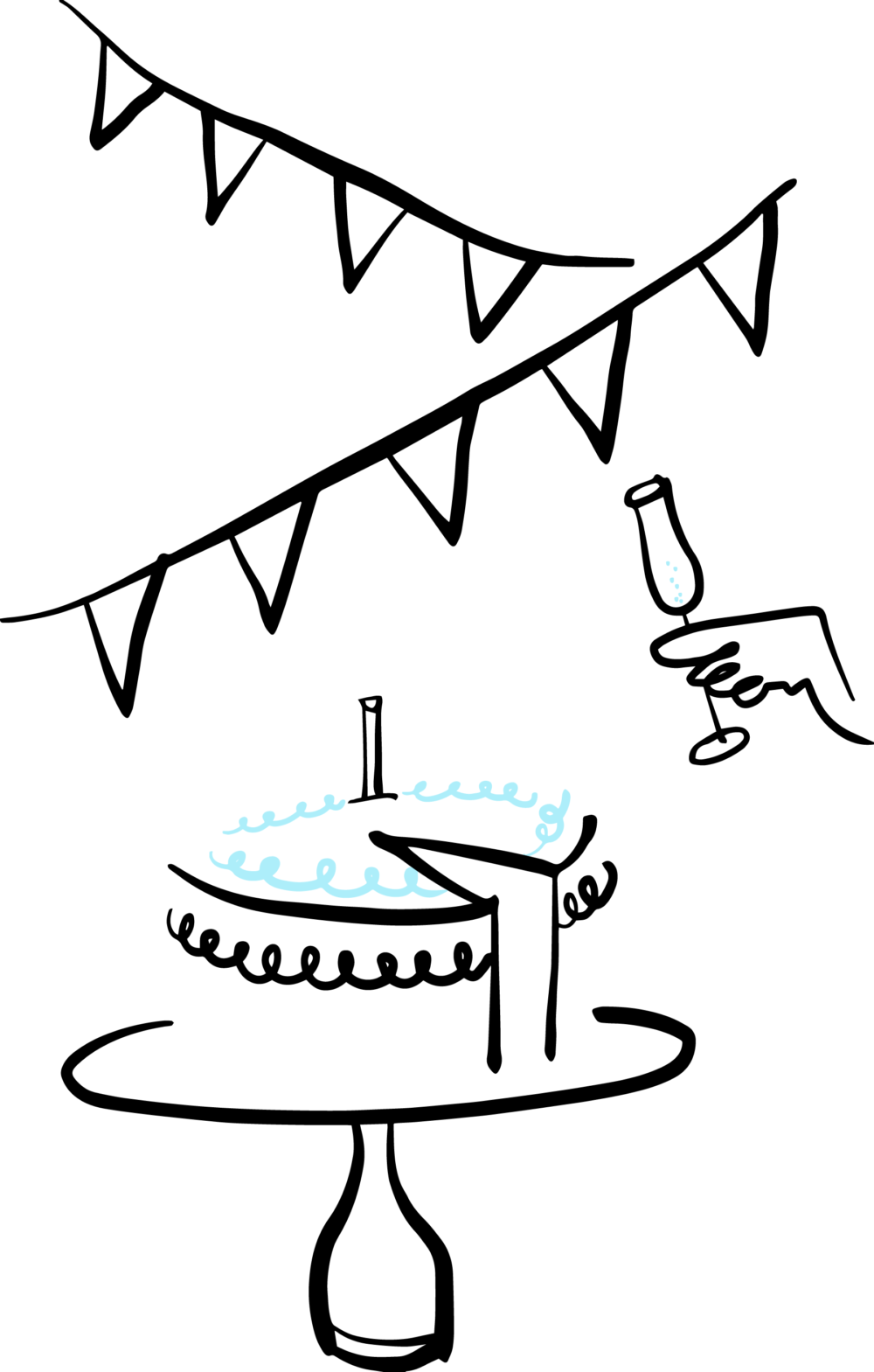 Illustration of a cake at a celebration event