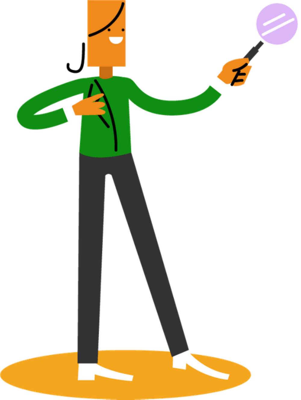 Illustration of person holding a magnifying glass