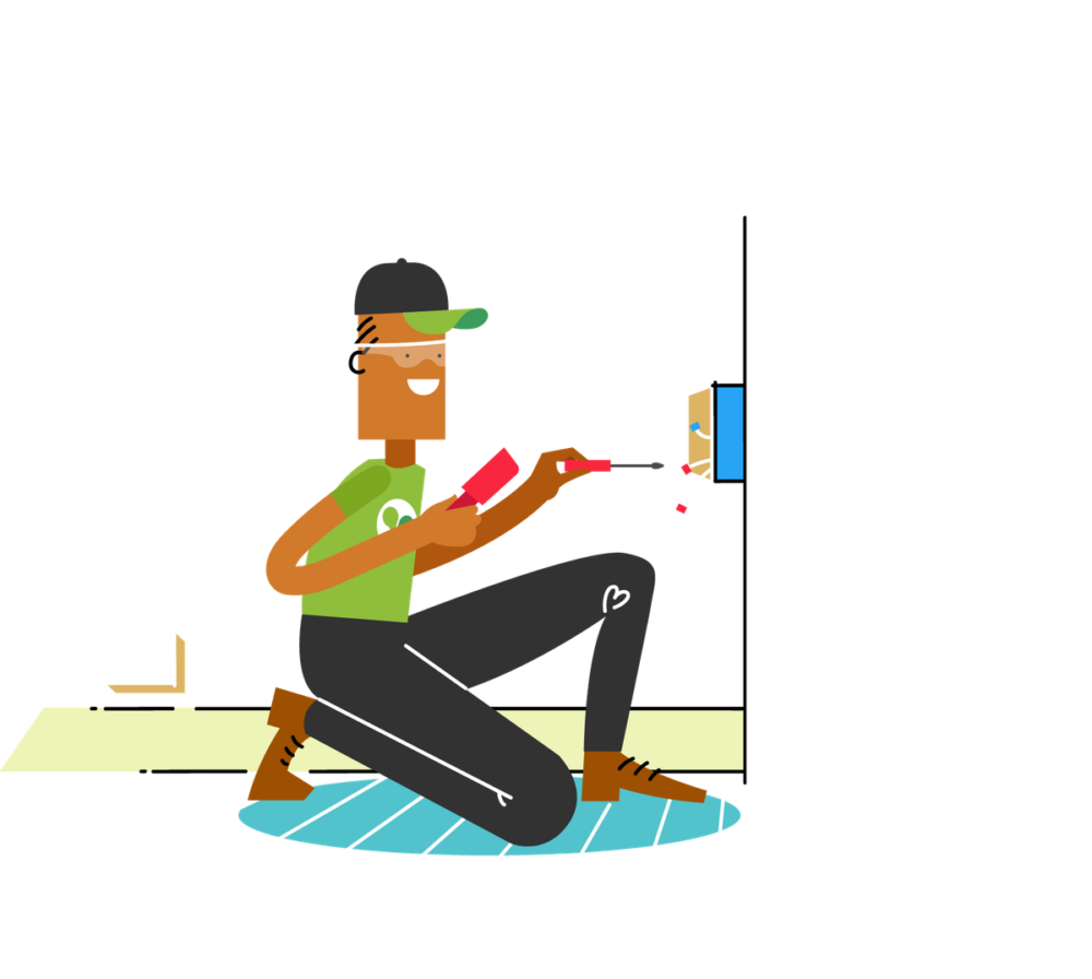 Illustration of a painter painting a wall